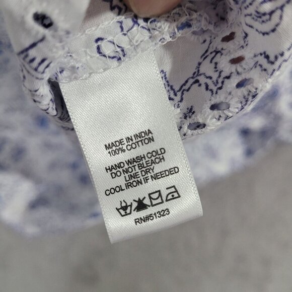 CeCe Womens Blue & White Floral Lace Trim Blouse Size XL - Picture 5 of 7